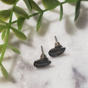 Bronze Leaf Shaped Stud Earrings